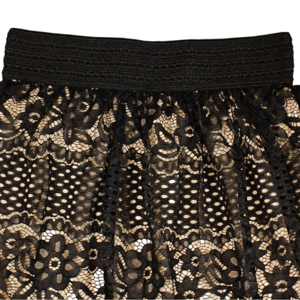 Metrowear Black Eyelet Gothic Fairy Renaissance A-Line Knee Length Skirt Size S‎
